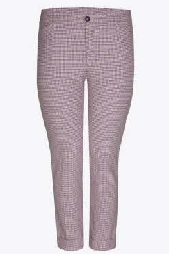 Broek met fijne ruitenprint