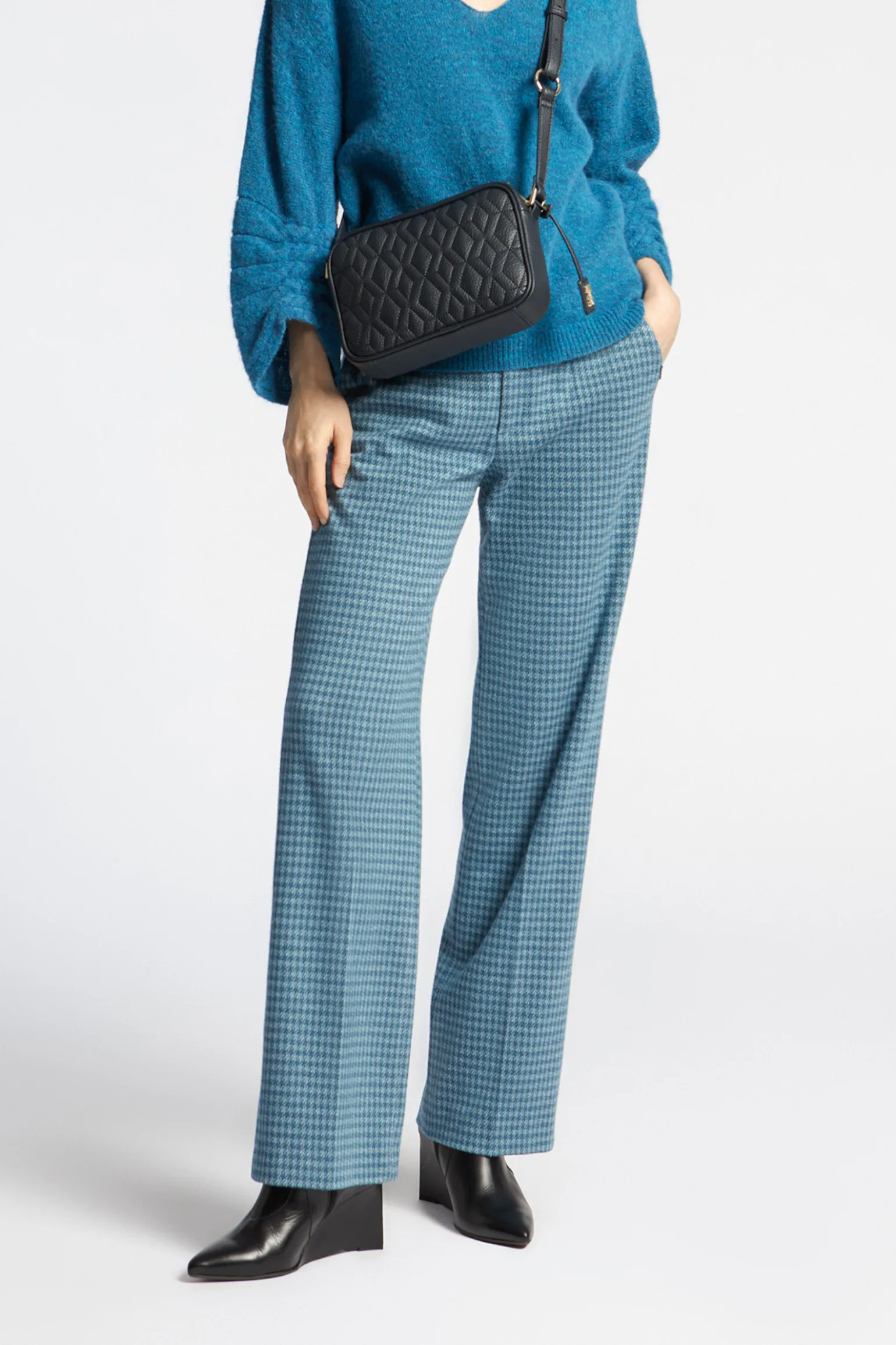 Broek met pied-de-poule print