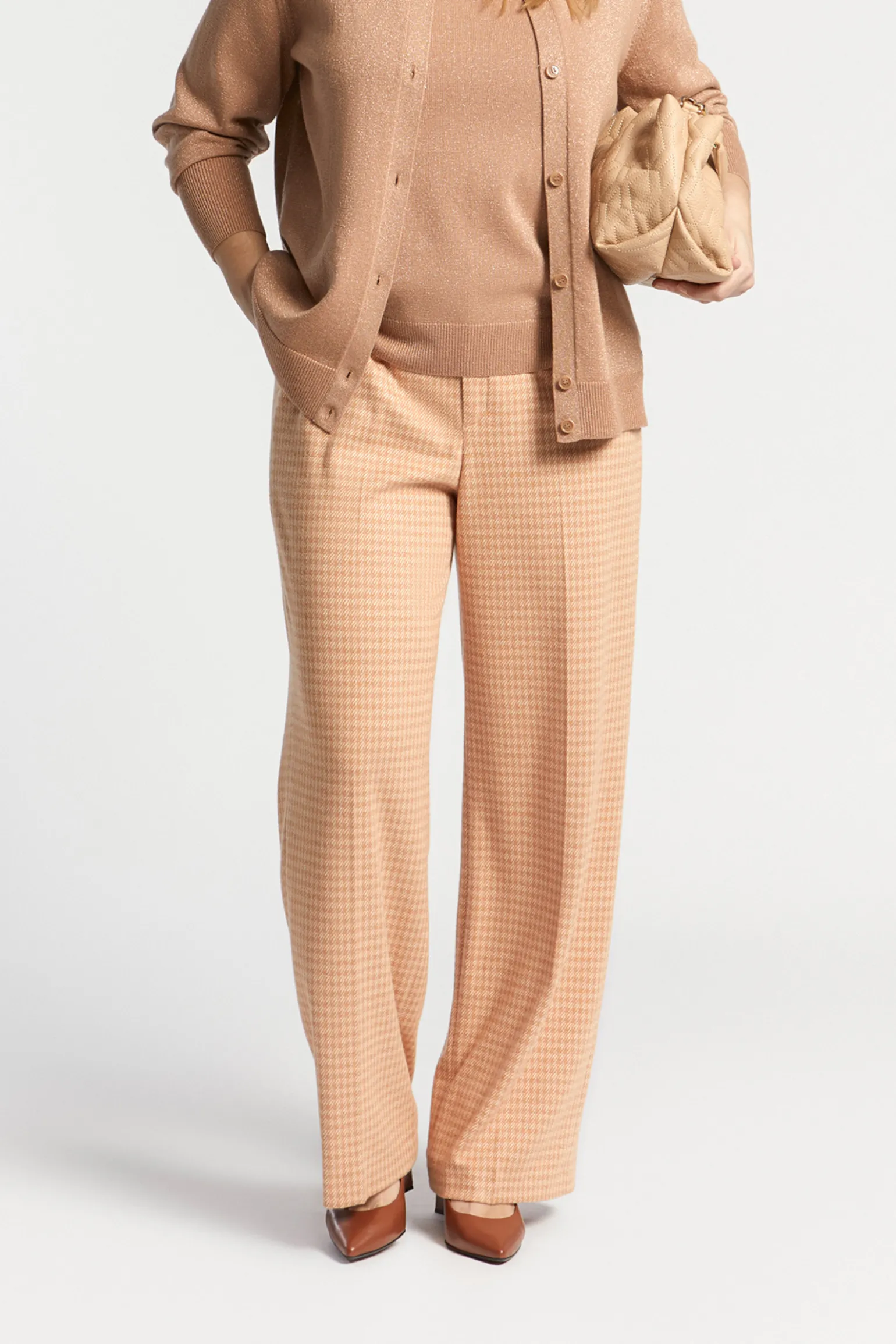 Broek met pied-de-poule print