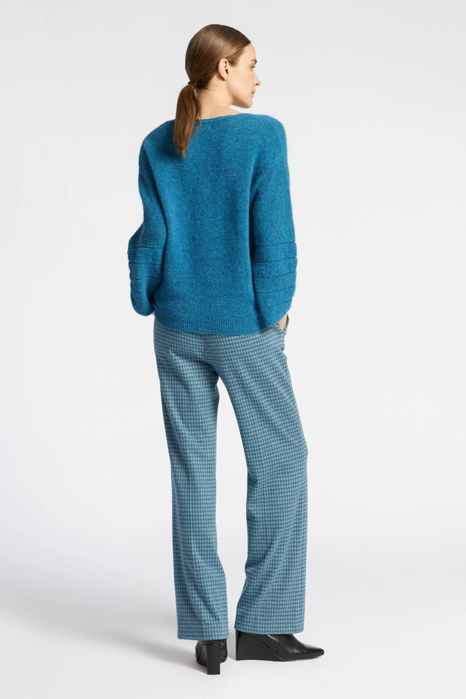 Broek met pied-de-poule print