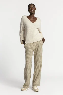 Broek met pied-de-poule print