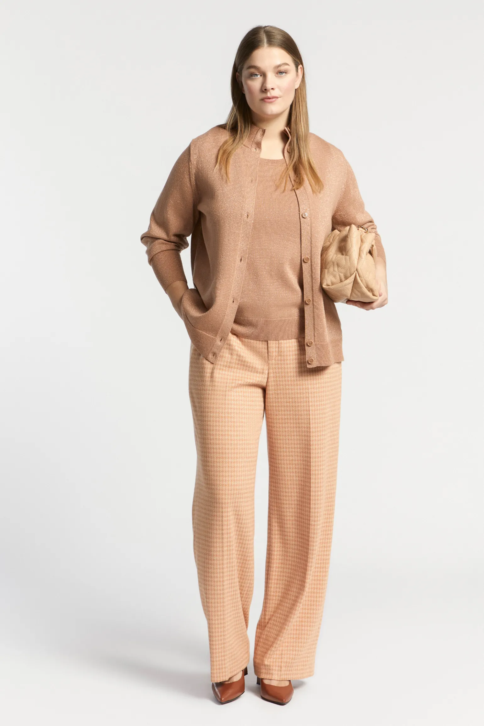Broek met pied-de-poule print