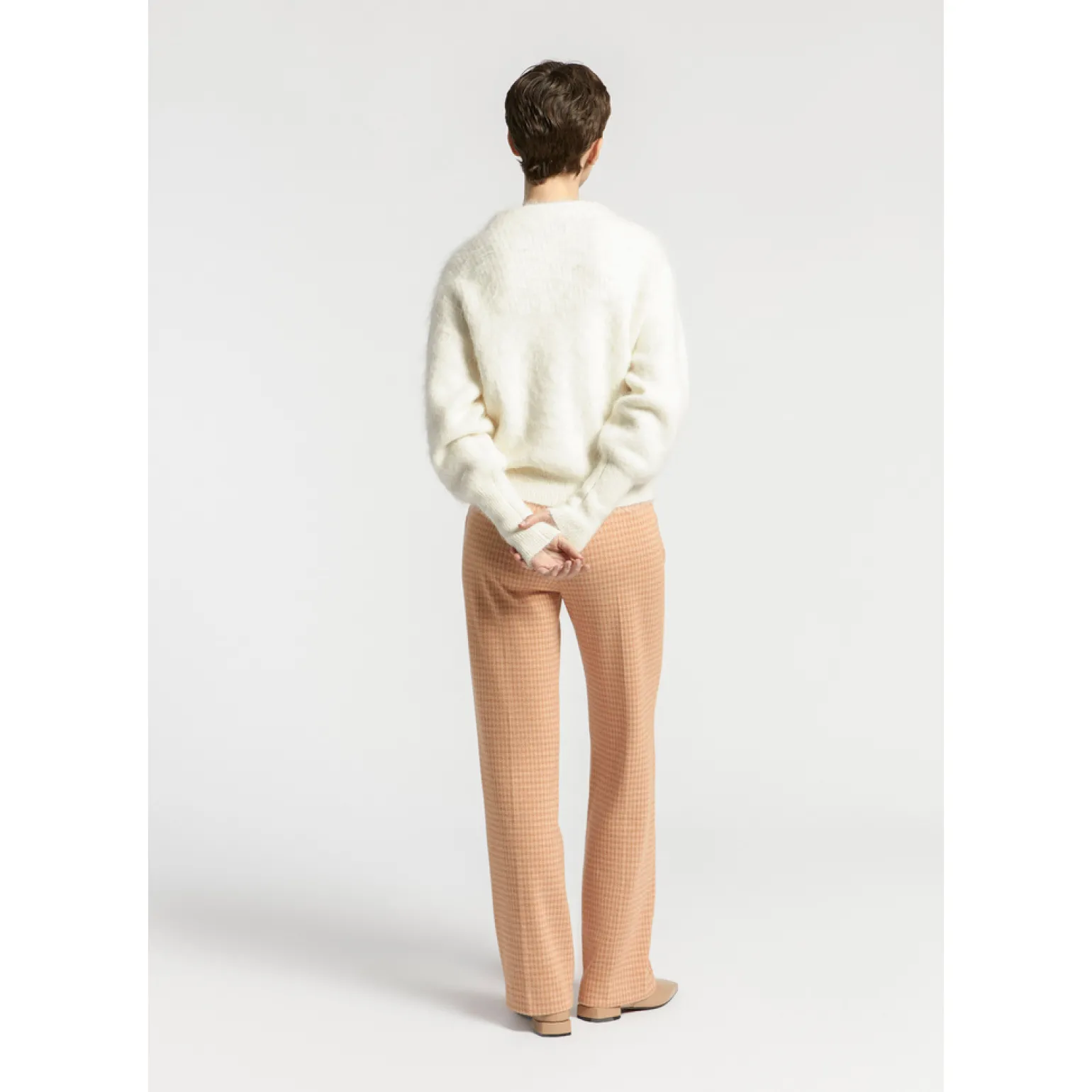 Broek met pied-de-poule print