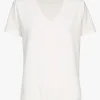 Ecru T-shirt met V-hals