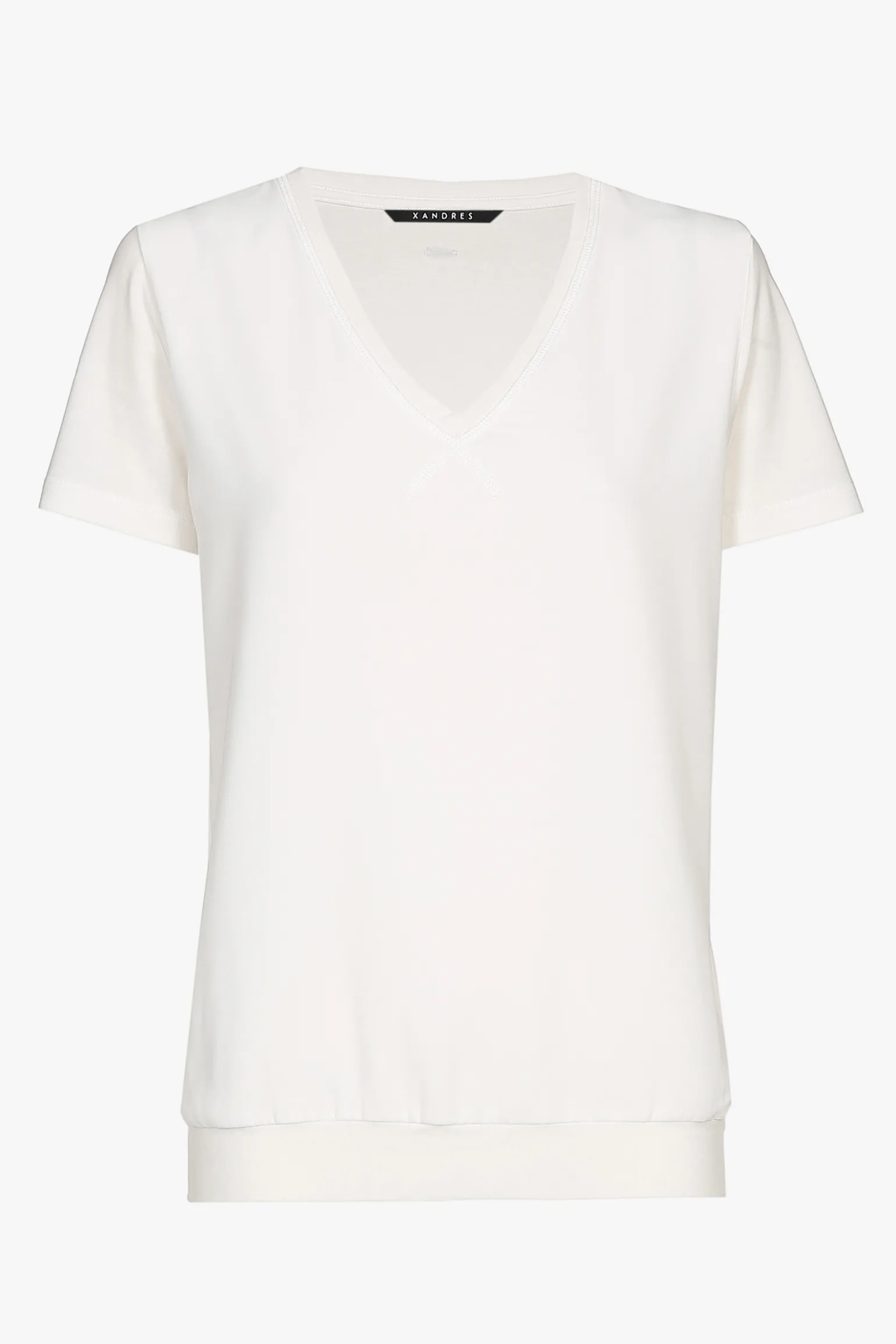 Ecru T-shirt met V-hals