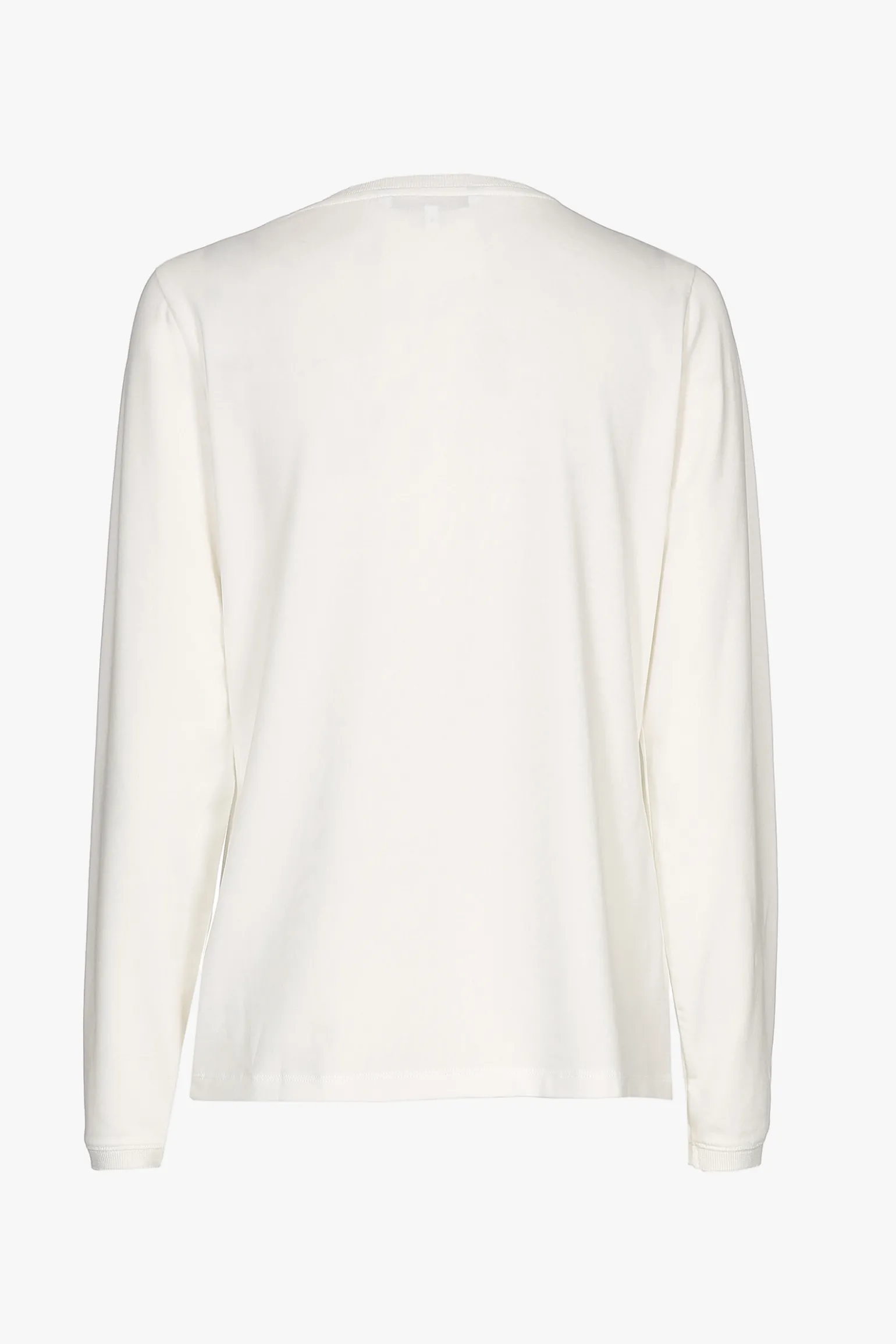Ecru T-shirt met V-hals en lange mouwen