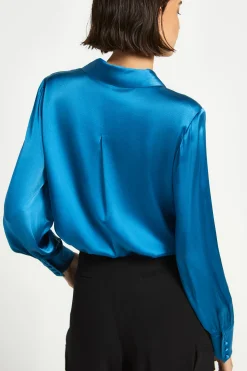 Effen blouse met zijde