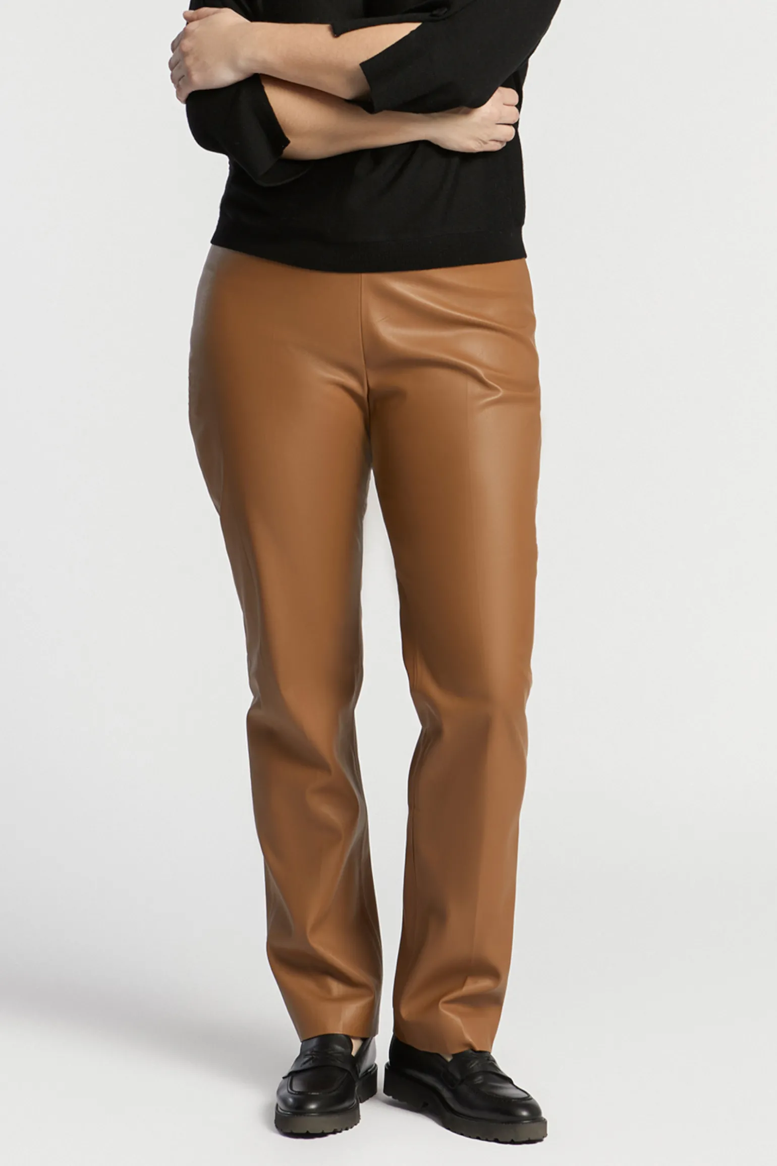 Faux leather broek met elastiek