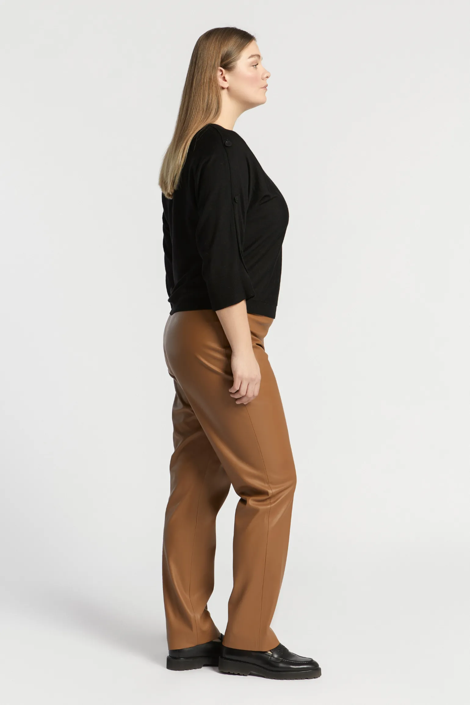 Faux leather broek met elastiek