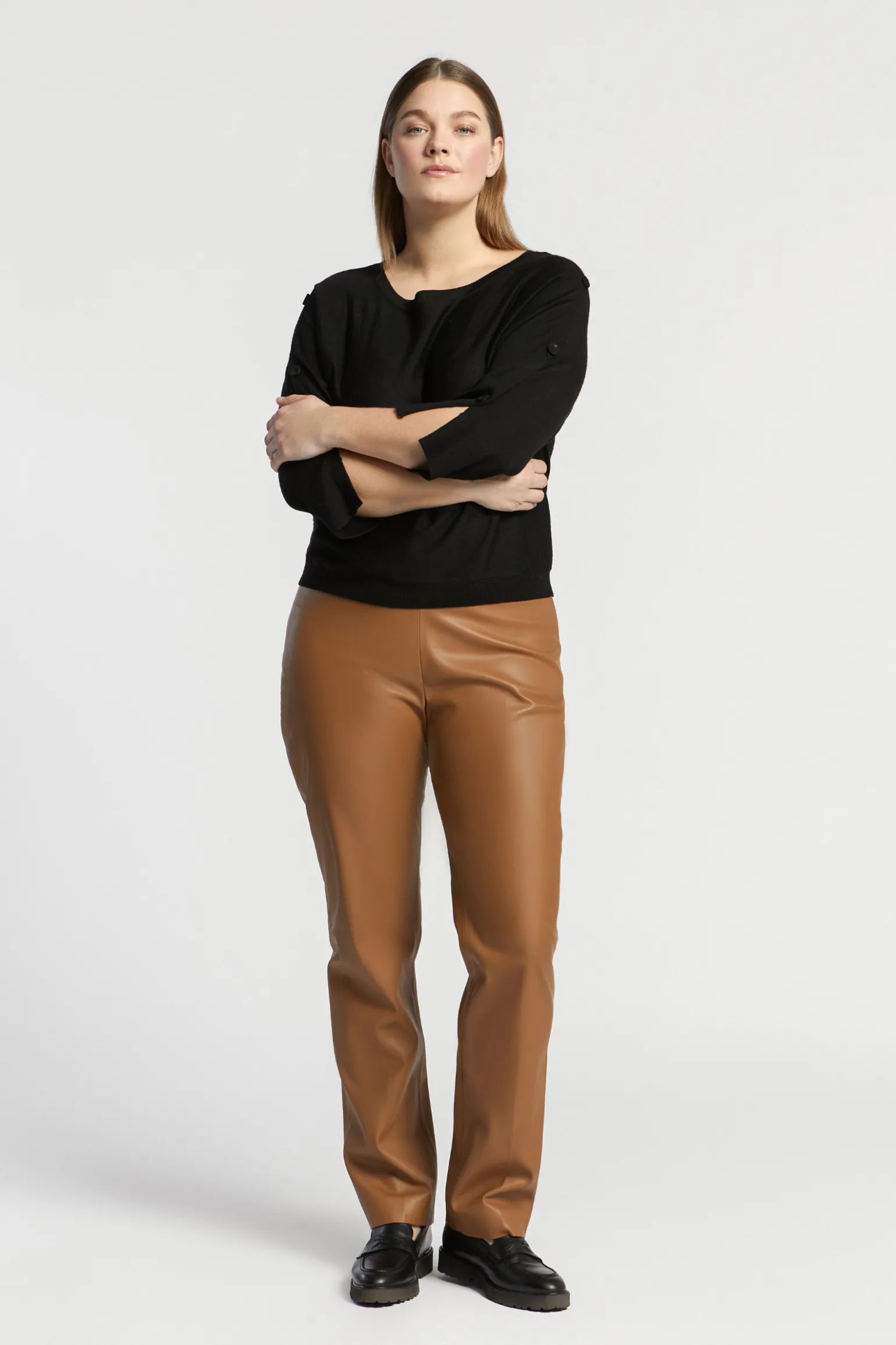 Faux leather broek met elastiek
