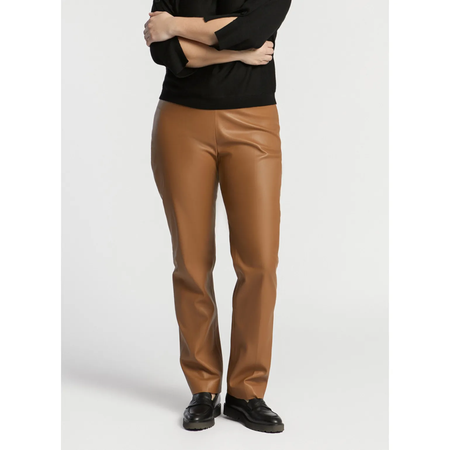 Faux leather broek met elastiek