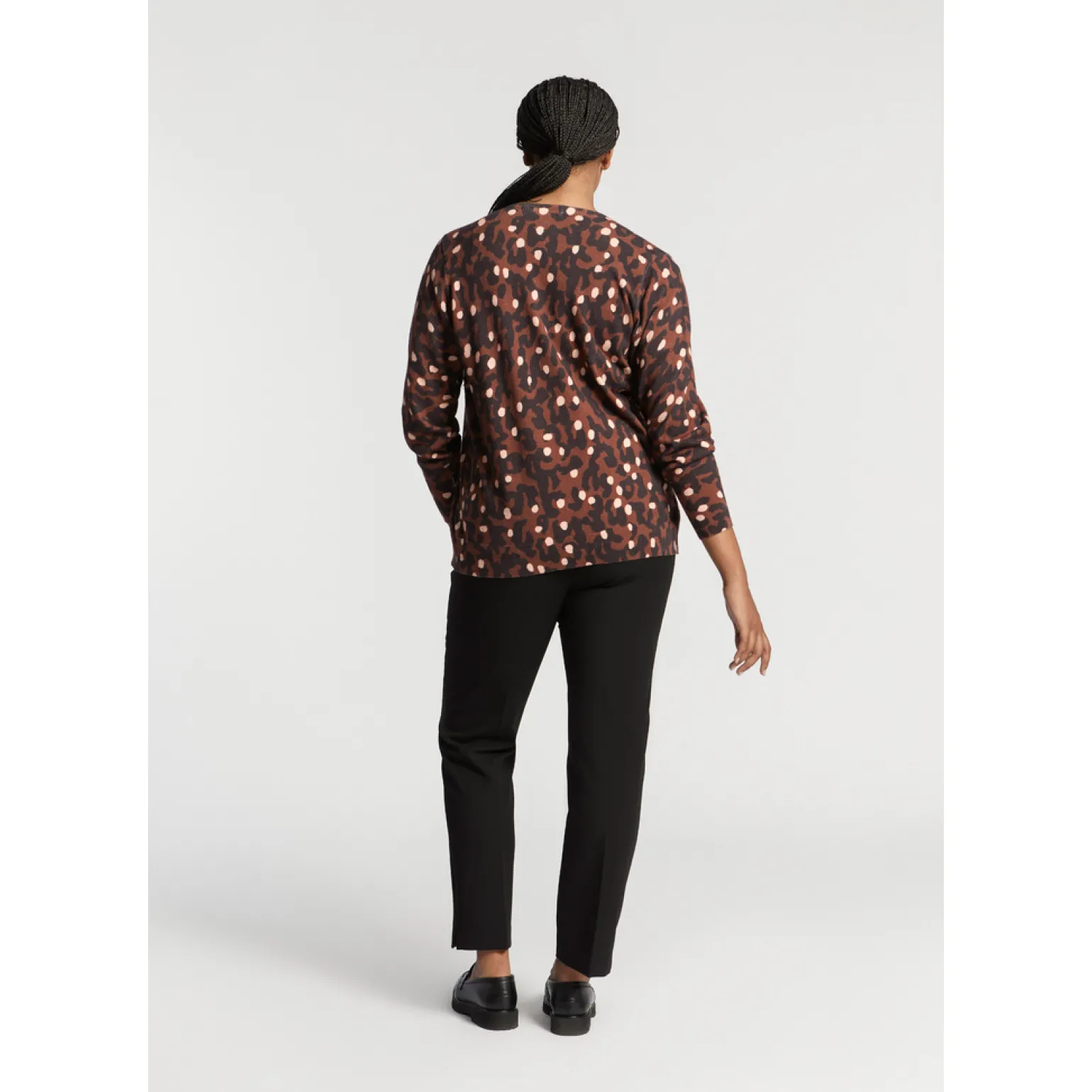 Fijn gebreid gilet met print