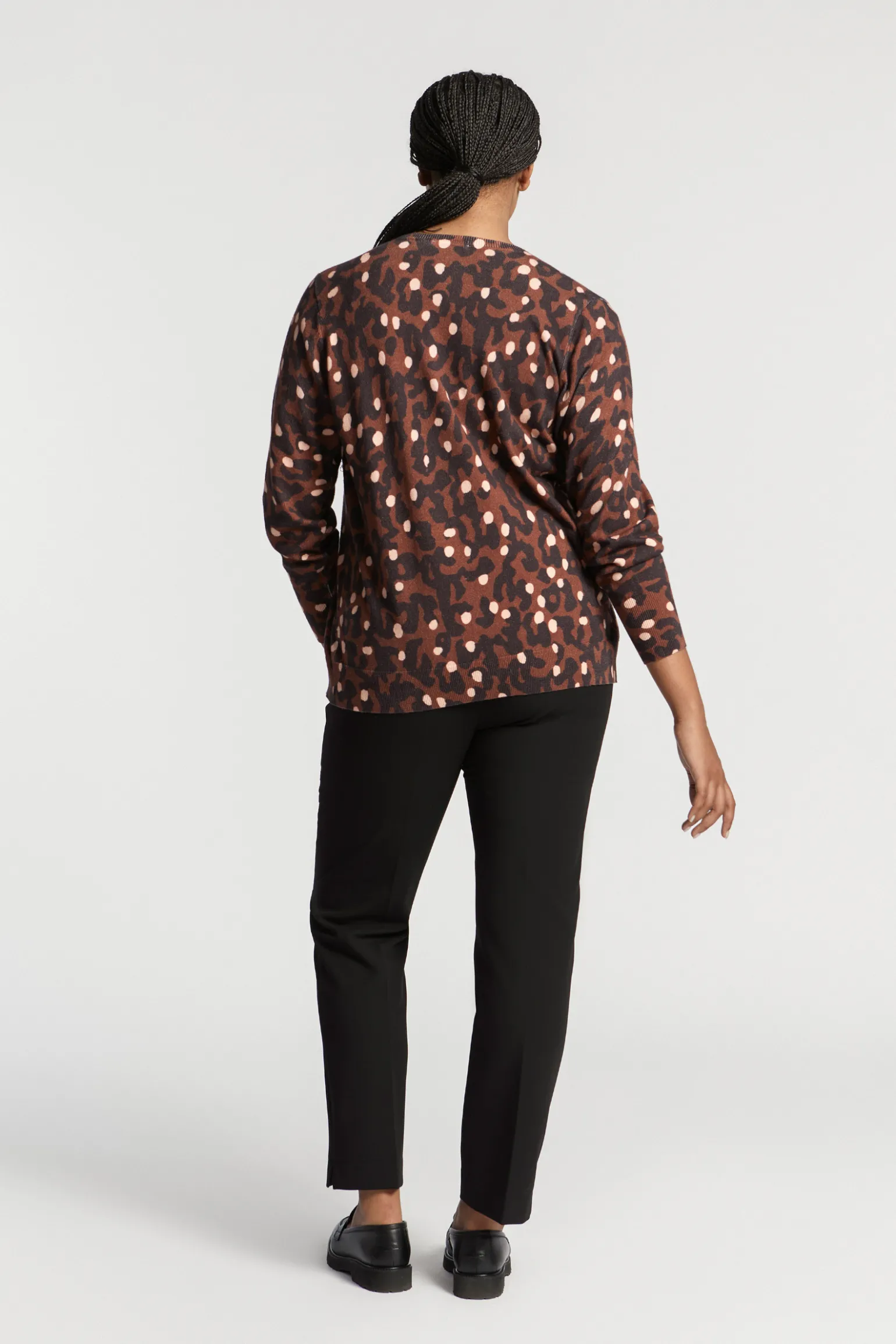 Fijn gebreid gilet met print