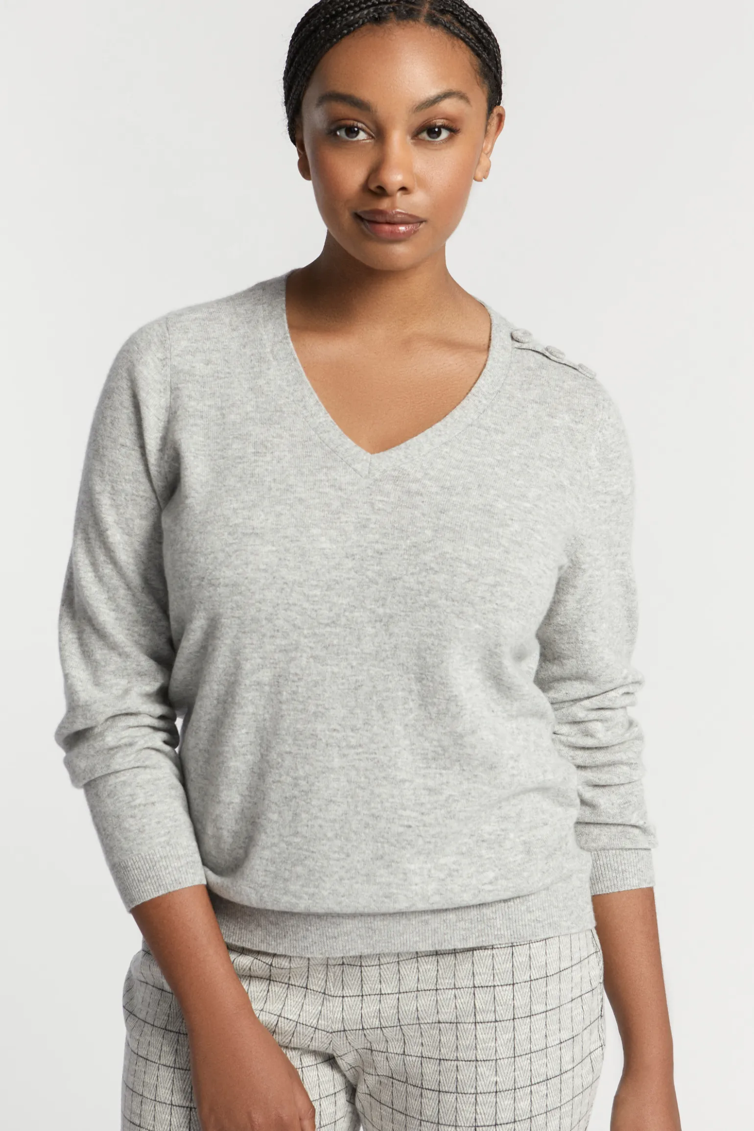 Fijngebreide pull met V-hals