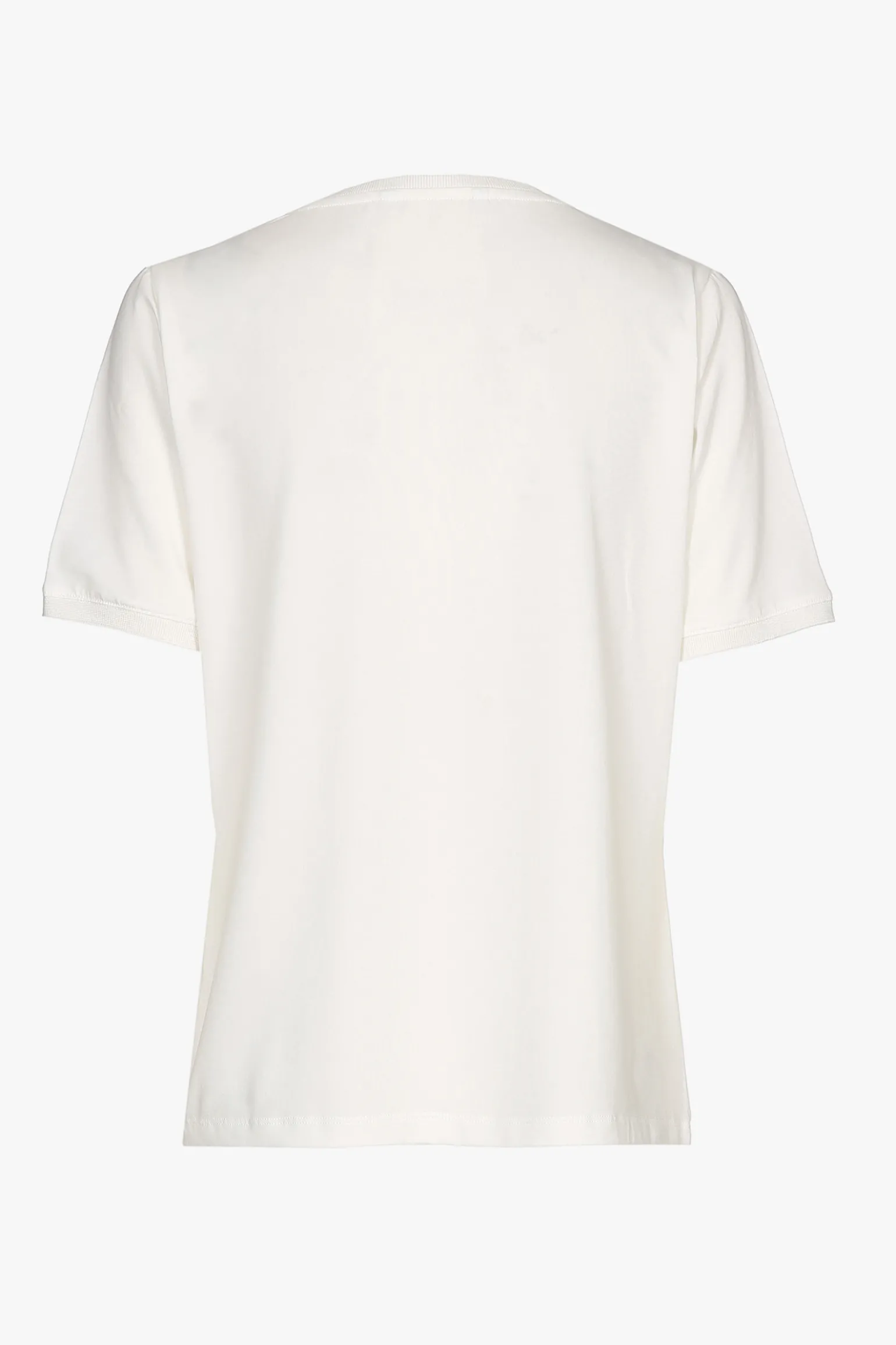Gebroken wit T-shirt met V-hals en korte mouwen