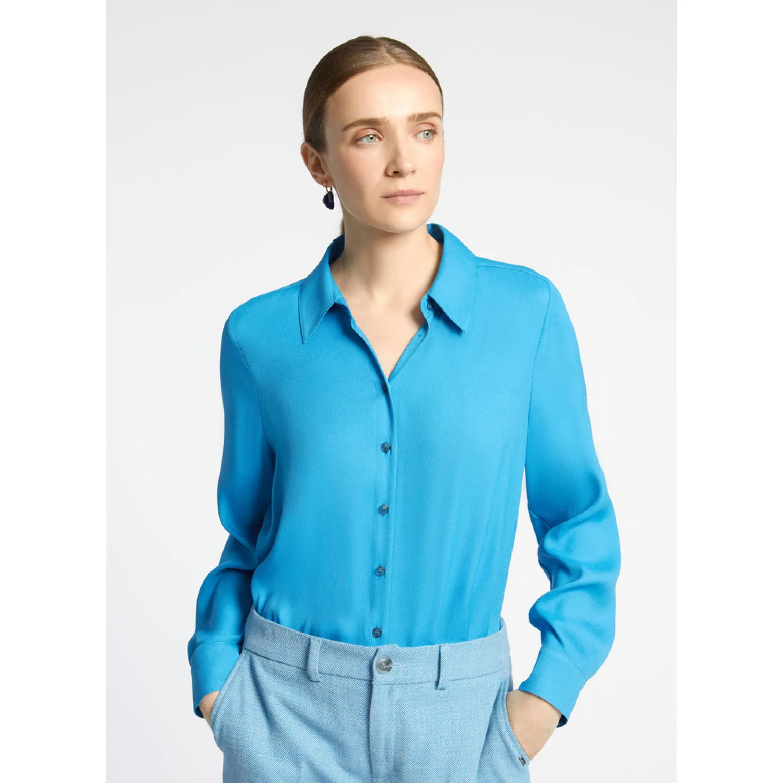 Geklede blouse met hemdkraag