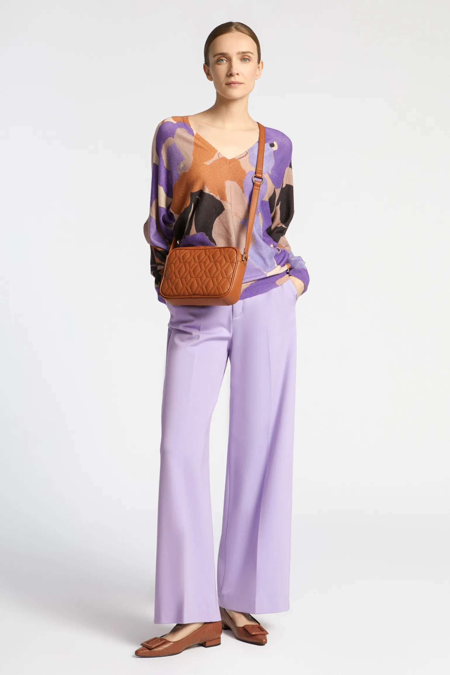 Geklede broek met wijde pijpen