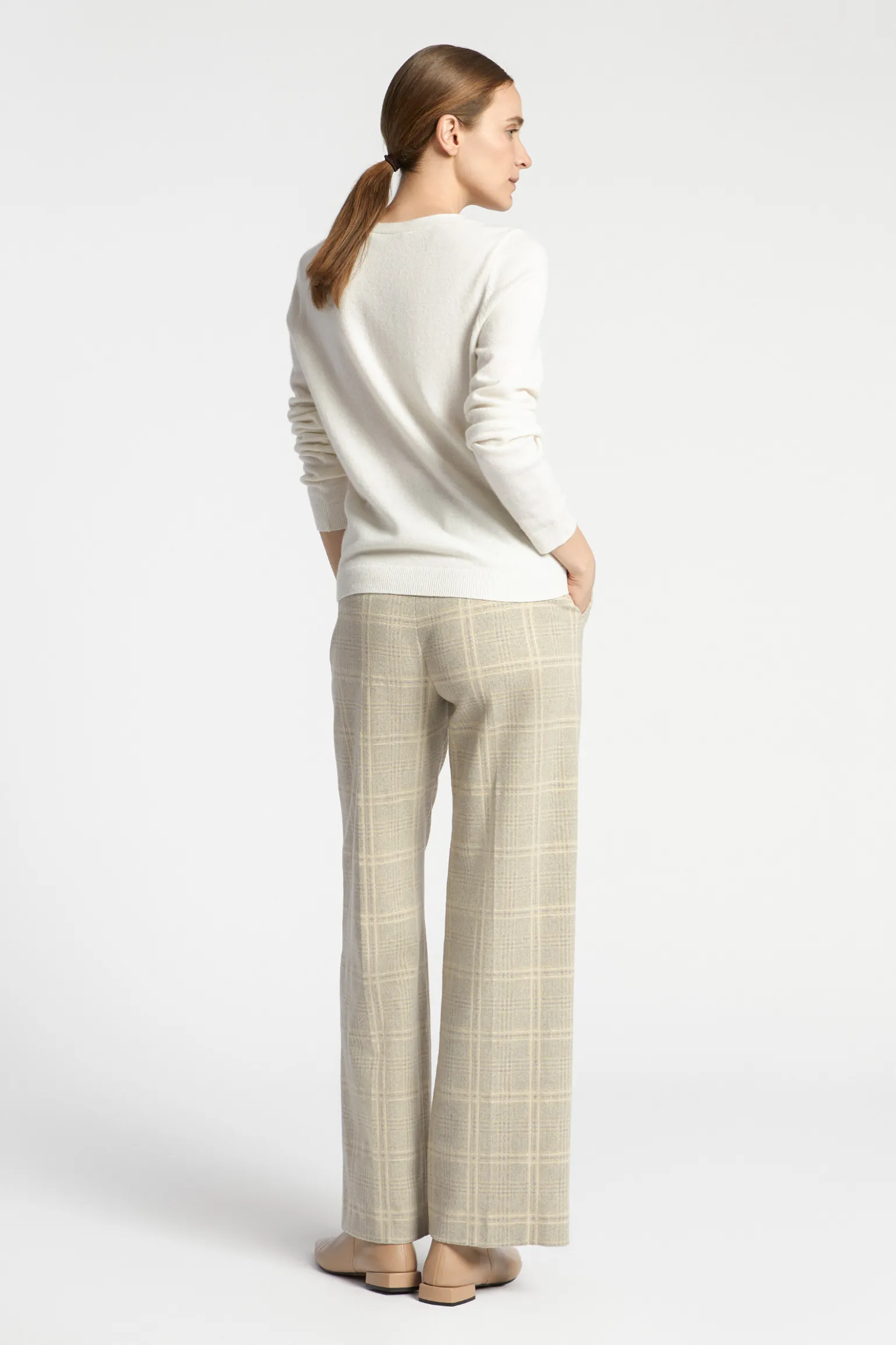 Geruite broek met wijde pijpen