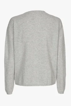 Grijze cashmere pull met ronde hals