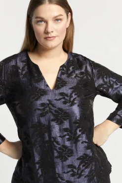 Jacquard blouse met bloemenprint