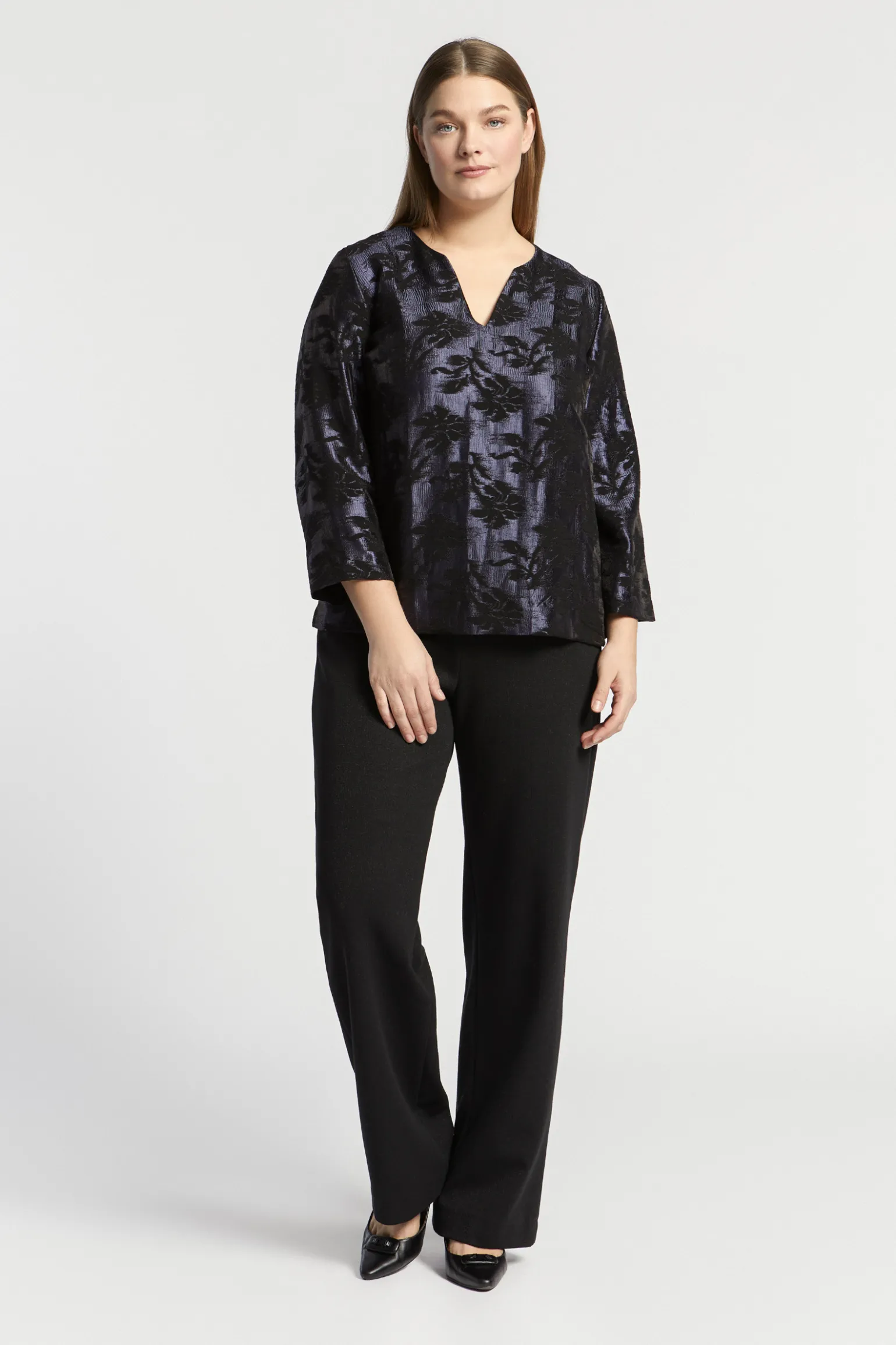Jacquard blouse met bloemenprint