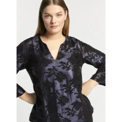 Jacquard blouse met bloemenprint