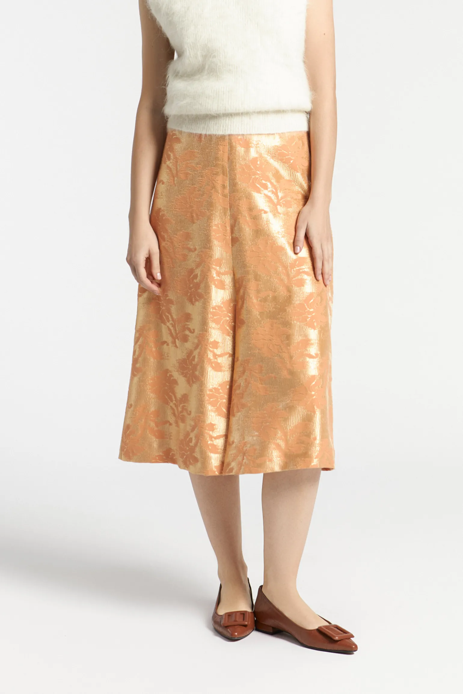 Jacquard rok met bloemenprint