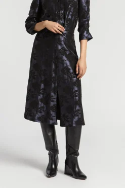 Jacquard rok met bloemenprint