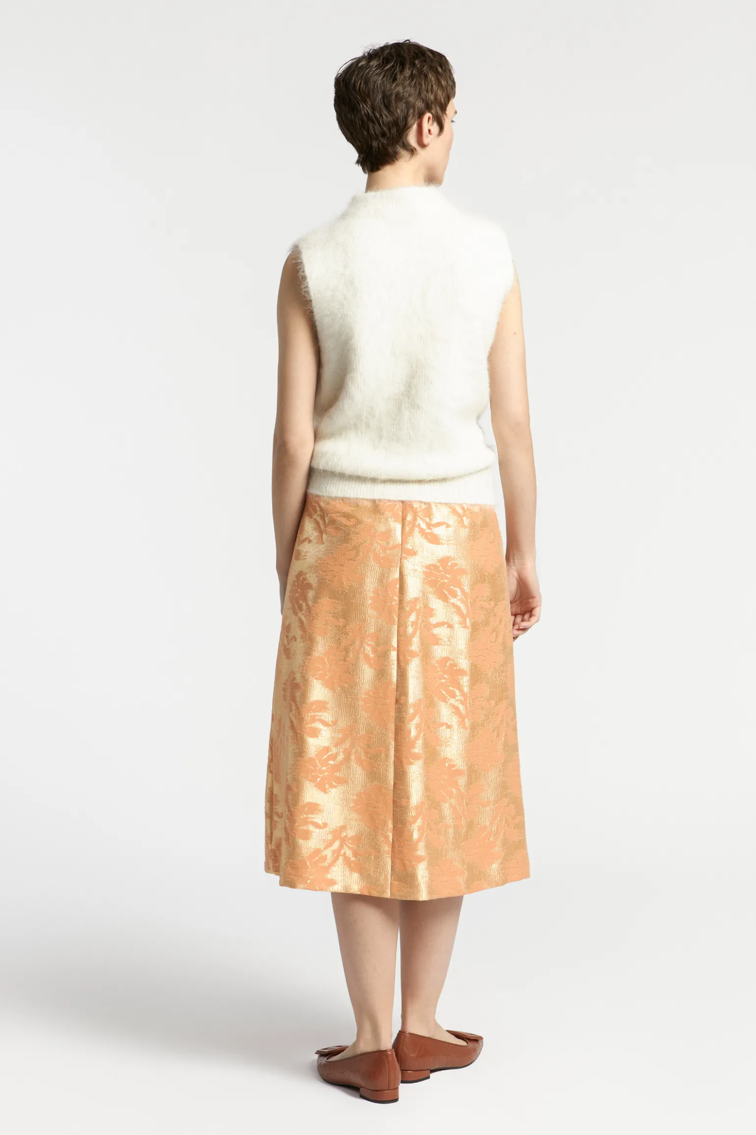 Jacquard rok met bloemenprint