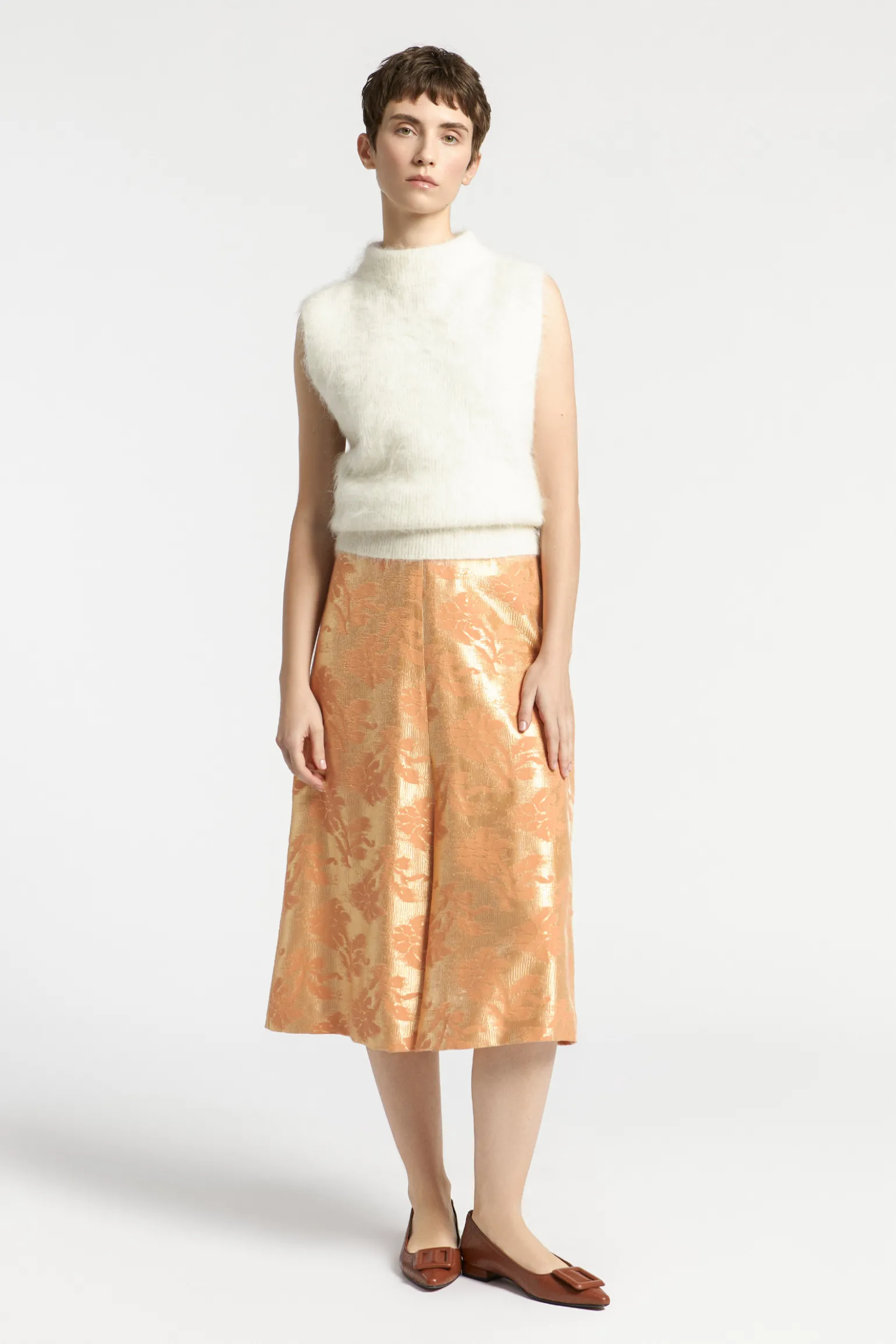 Jacquard rok met bloemenprint