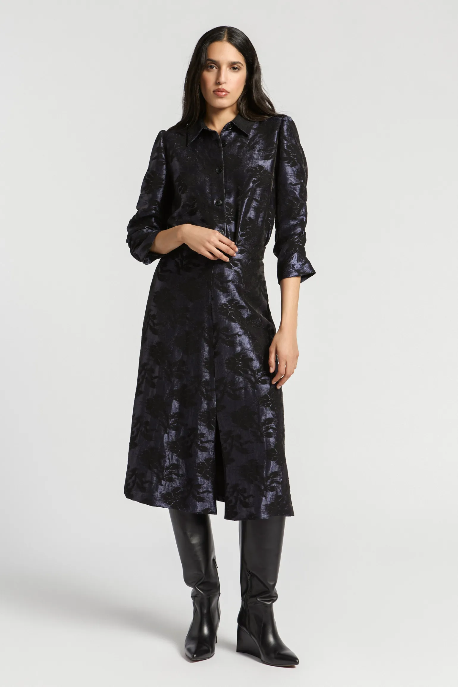 Jacquard rok met bloemenprint