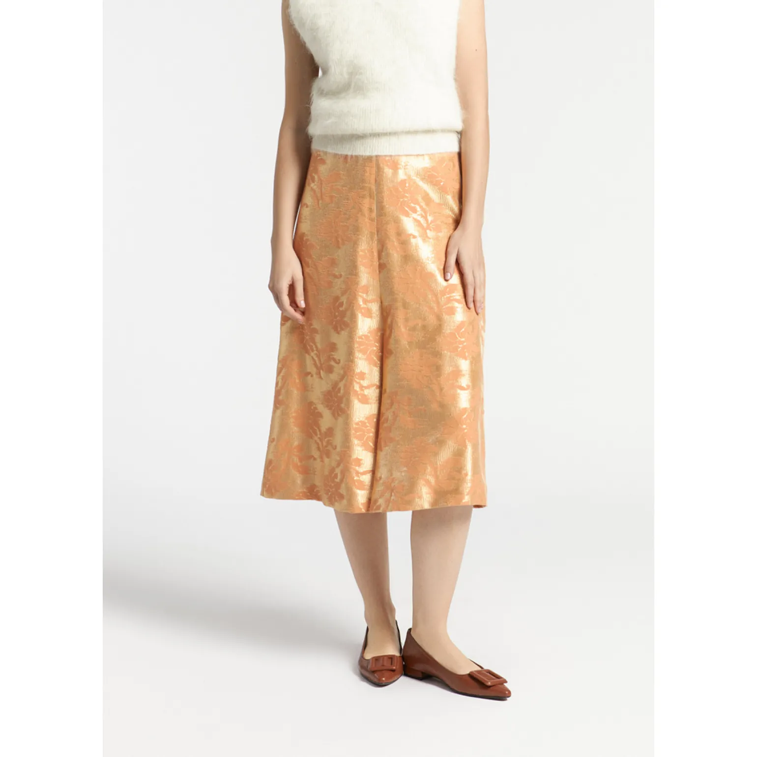 Jacquard rok met bloemenprint