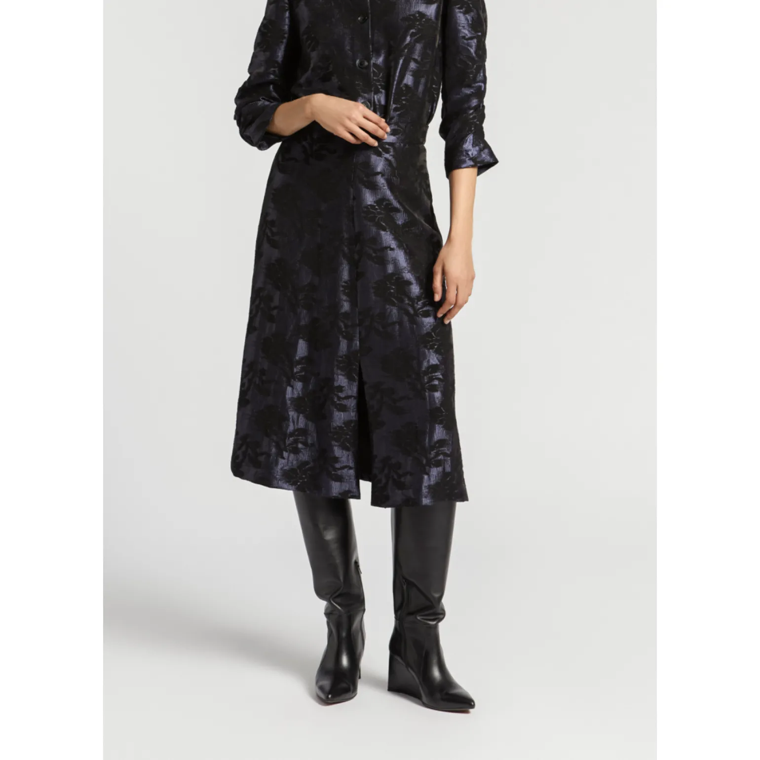 Jacquard rok met bloemenprint