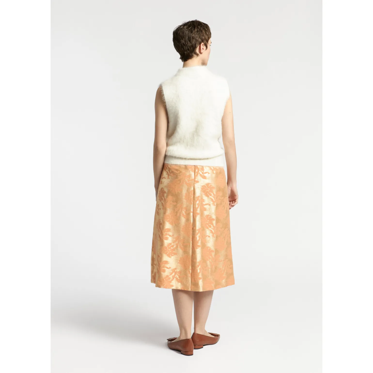 Jacquard rok met bloemenprint