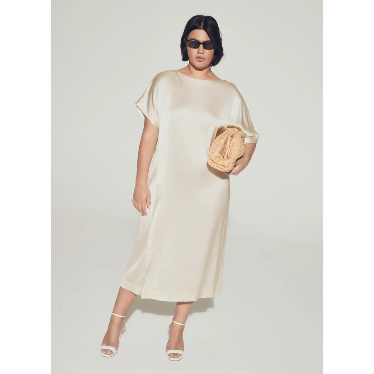 Lange jurk met satijnlook