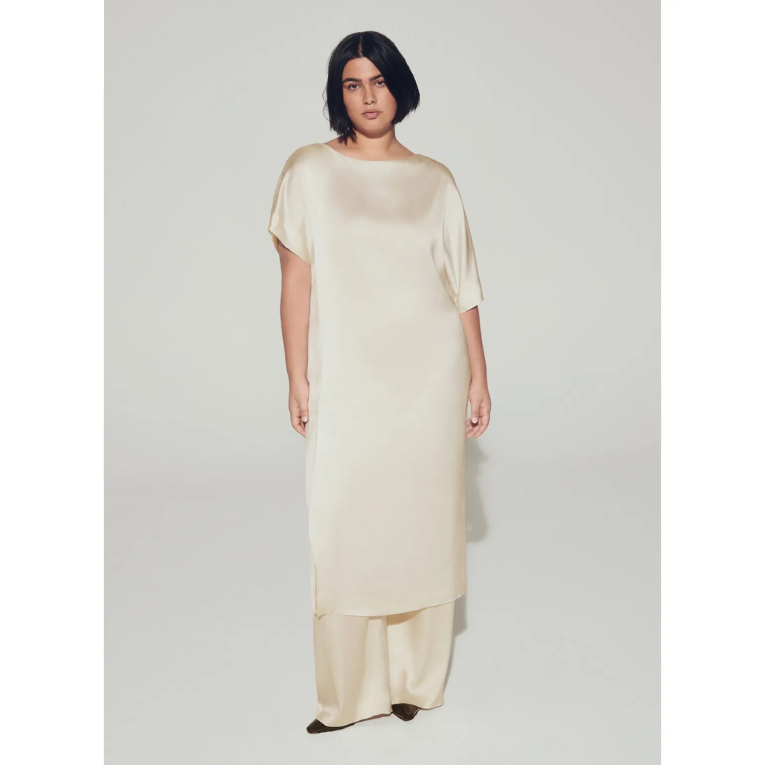 Lange jurk met satijnlook