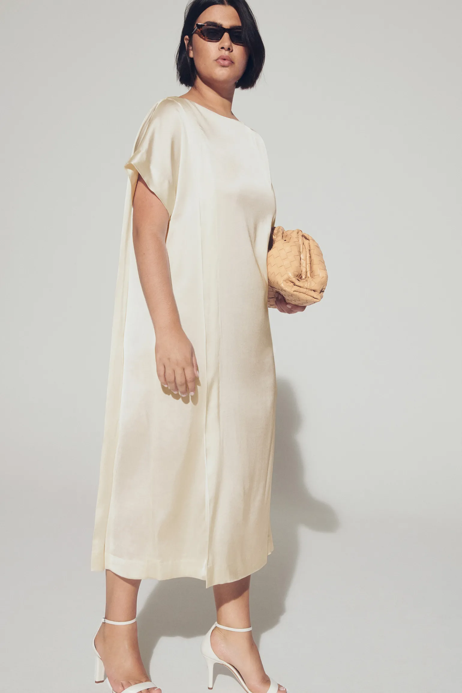 Lange jurk met satijnlook