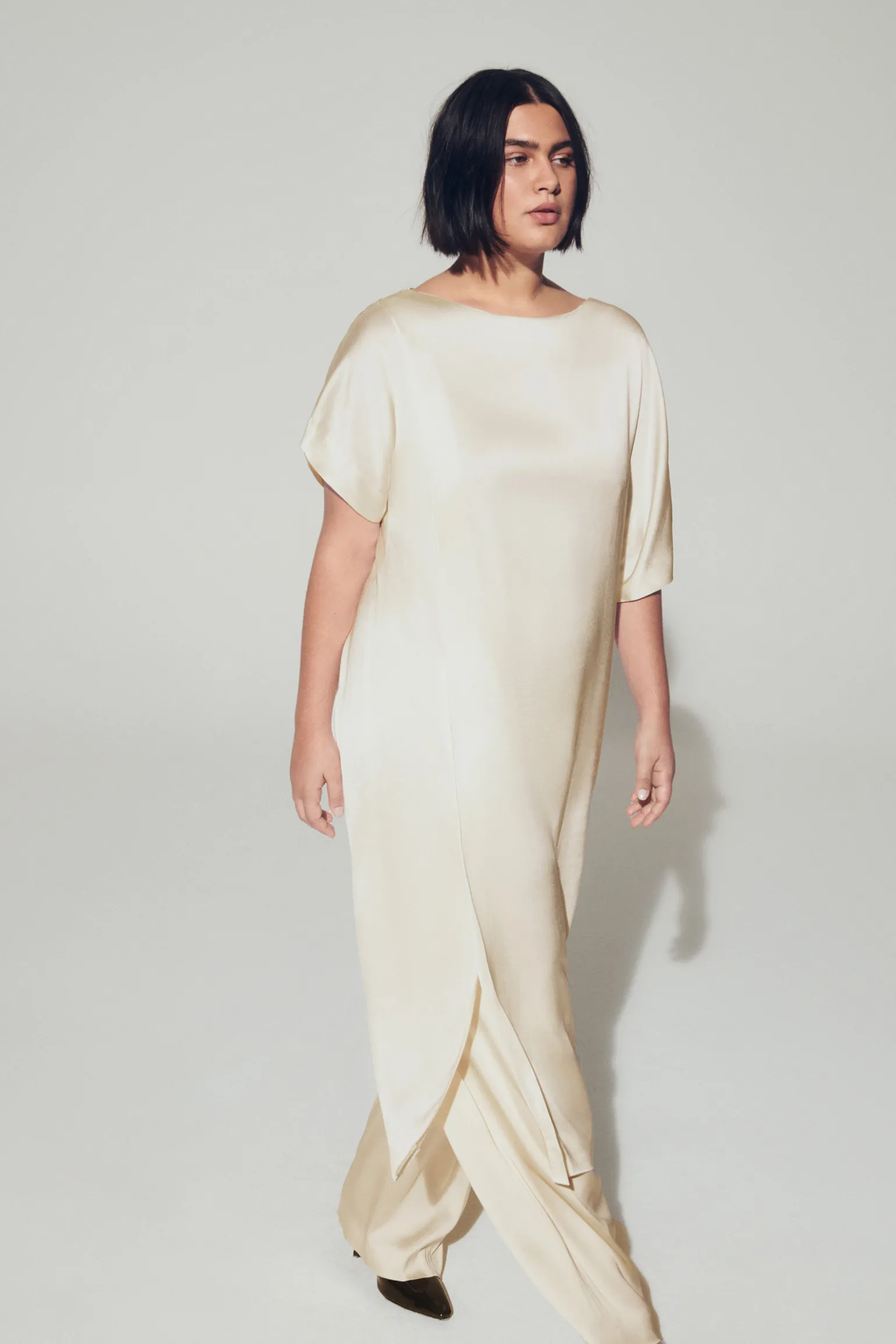Lange jurk met satijnlook