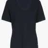 Navyblauw T-shirt met V-hals en korte mouwen