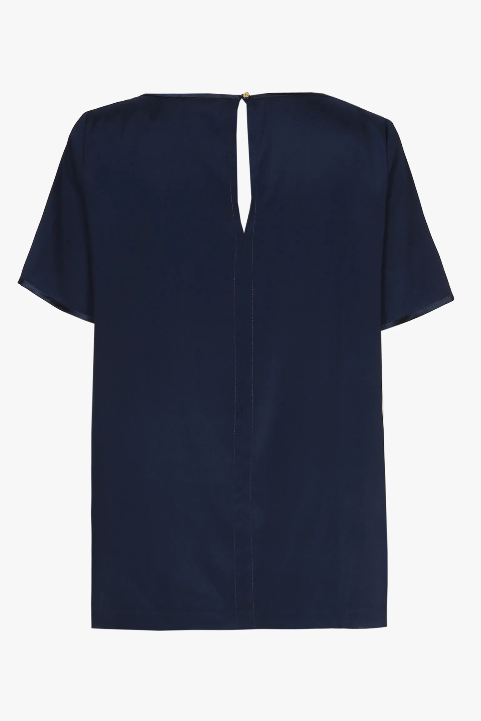 Navyblauw zijden T-shirt met korte mouwen