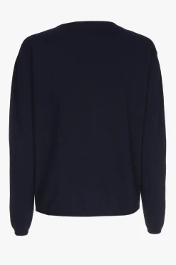 Navyblauwe cashmere pull met ronde hals