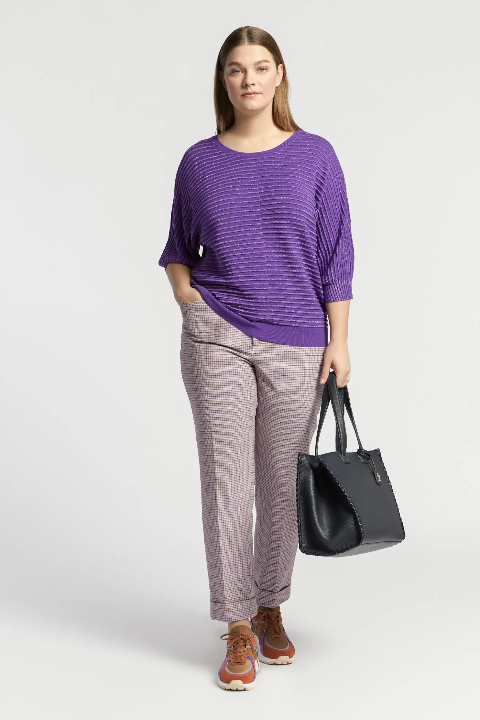 Pull met lurex en fantasiesteek