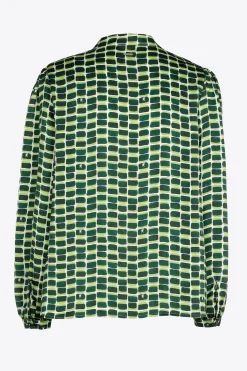 Seersucker blouse met logoprint
