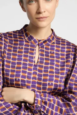 Seersucker blouse met logoprint