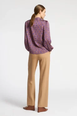 Seersucker blouse met logoprint