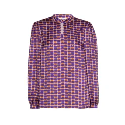 Seersucker blouse met logoprint