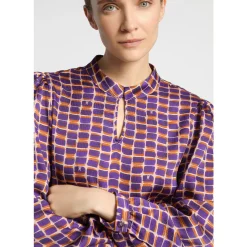 Seersucker blouse met logoprint