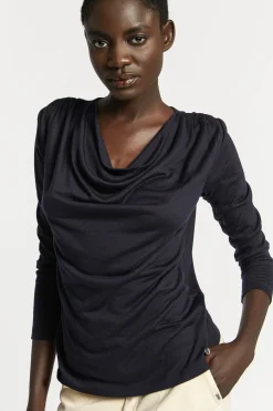 T-shirt met gedrapeerde hals