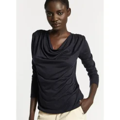 T-shirt met gedrapeerde hals