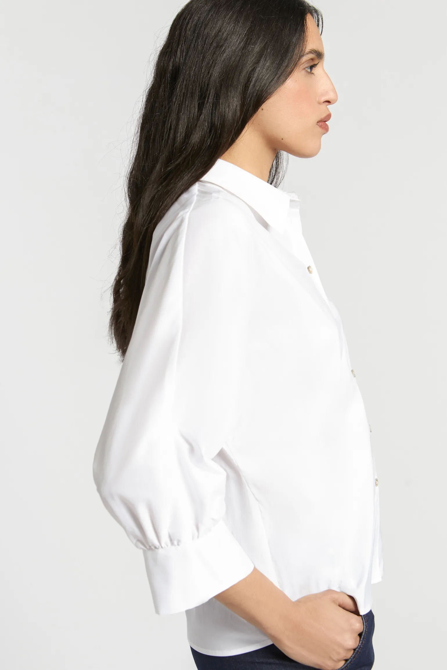 Volumineuze blouse met hemdkraag